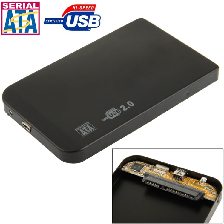 2.5 inch SATA HDD External Case, Size: 126mm x 75mm x 13mm (Black)