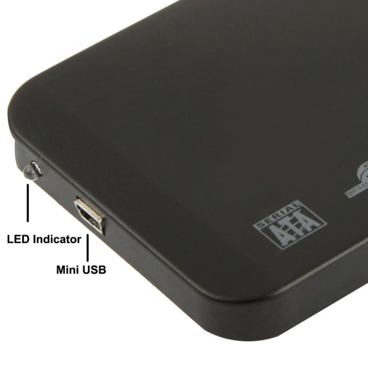 2.5 inch SATA HDD External Case, Size: 126mm x 75mm x 13mm (Black)