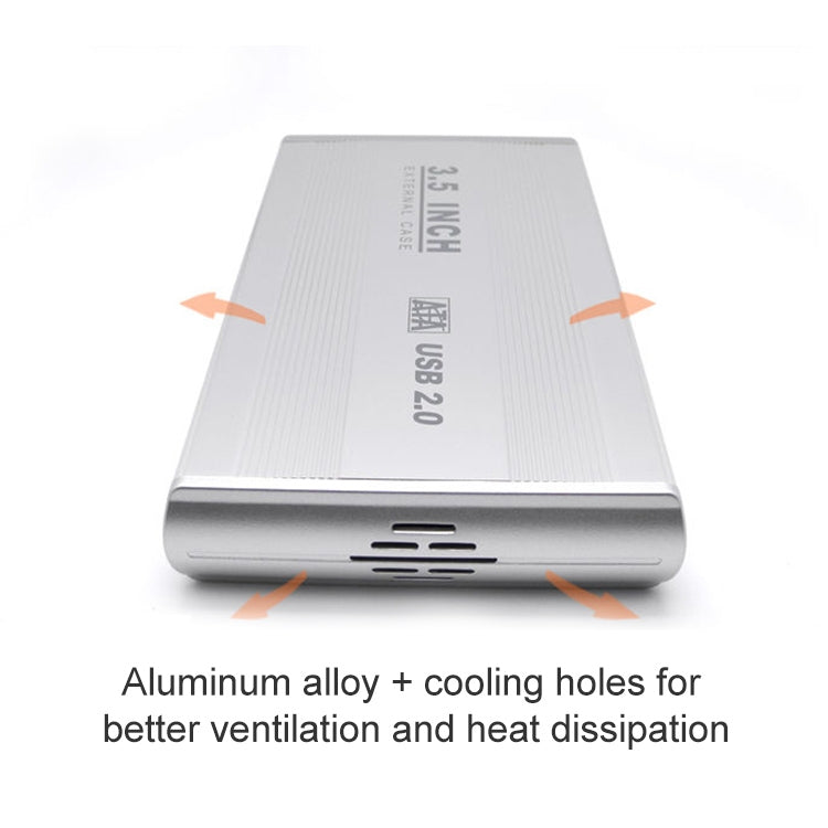 3.5 inch HDD SATA External Case, Support USB 2.0(Silver)