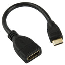 17cm Gold Plated Mini HDMI Male to HDMI 19 Pin Female Cable(Black)