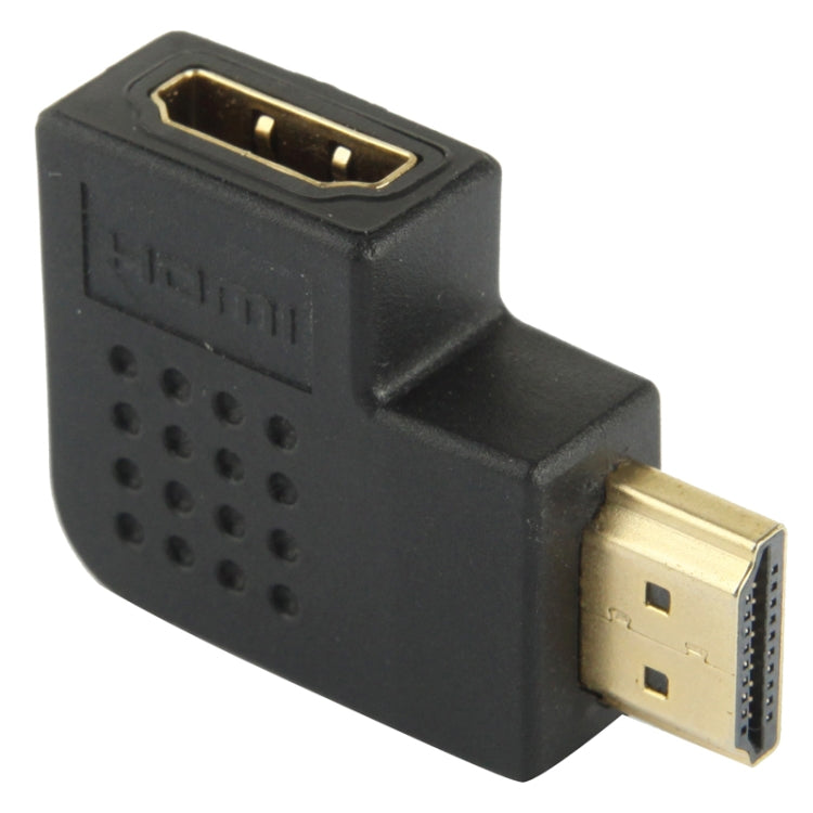 Gold Plated HDMI 19 Pin Male to HDMI 19 Pin Female Adapter with 90 Degree Angle(Black)