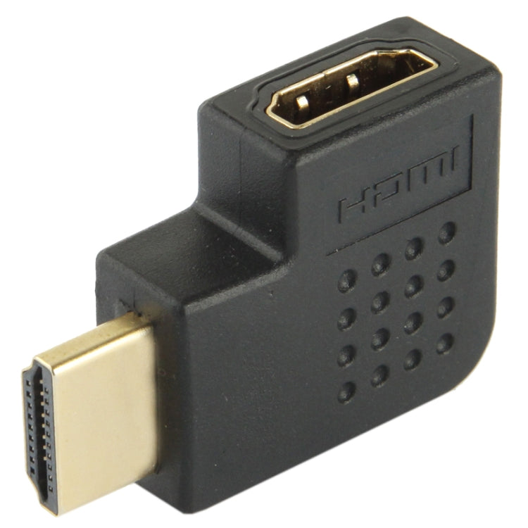 Gold Plated HDMI 19 Pin Male to HDMI 19 Pin Female Adapter with 90 Degree Angle(Black)