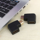 Gold Plated HDMI 19 Pin Male to HDMI 19 Pin Female Adapter with 90 Degree Angle(Black)