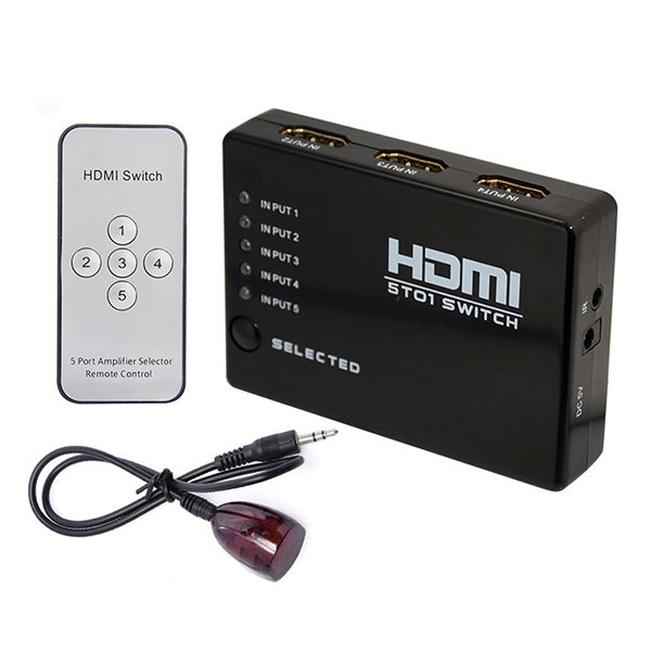 5 Ports 1080P HDMI Switch with Remote Controller, Support HDTV(Black)