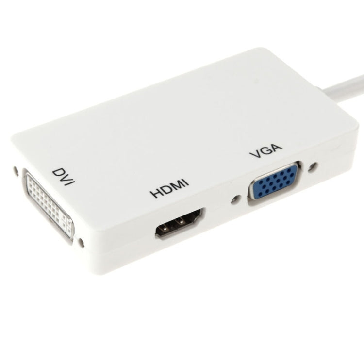 Mini DisplayPort Male to HDMI + VGA + DVI Female Adapter Converter Cable for Mac Book Pro Air, Cable Length: 17cm(White)