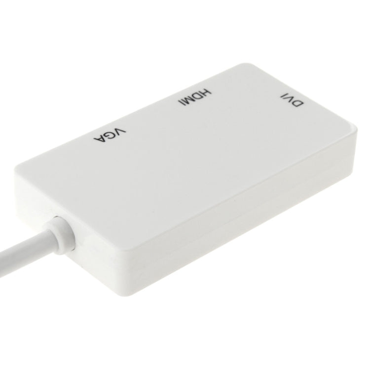 Mini DisplayPort Male to HDMI + VGA + DVI Female Adapter Converter Cable for Mac Book Pro Air, Cable Length: 17cm(White)