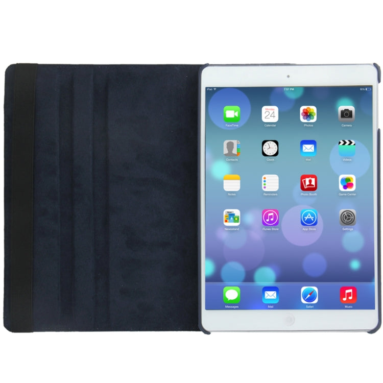 Litchi Texture 360 Degrees Rotation Leather Tablet Case with Holder for iPad Air / Air 2 / iPad 9.7 2017 / iPad 9.7 2018(Dark Blue)