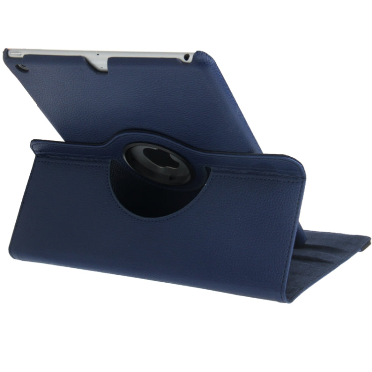 Litchi Texture 360 Degrees Rotation Leather Tablet Case with Holder for iPad Air / Air 2 / iPad 9.7 2017 / iPad 9.7 2018(Dark Blue)