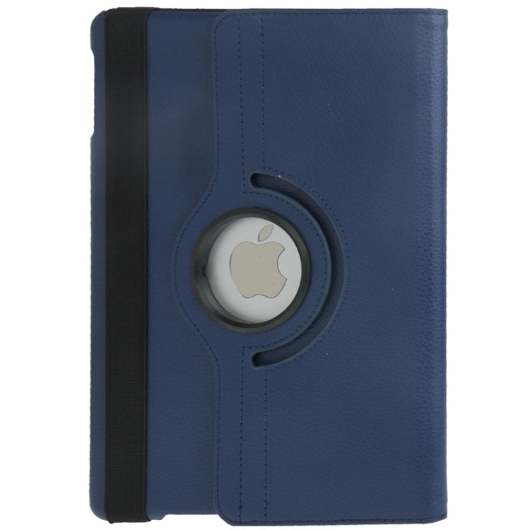 Litchi Texture 360 Degrees Rotation Leather Tablet Case with Holder for iPad Air / Air 2 / iPad 9.7 2017 / iPad 9.7 2018(Dark Blue)