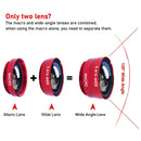 3 in 1 Photo Lens Kits (180 Degree Fisheye Lens + Super Wide Lens + Macro Lens), For iPhone, Galaxy, Sony, Lenovo, HTC, Huawei, Google, LG, Xiaomi, other Smartphones(Red)