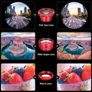 3 in 1 Photo Lens Kits (180 Degree Fisheye Lens + Super Wide Lens + Macro Lens), For iPhone, Galaxy, Sony, Lenovo, HTC, Huawei, Google, LG, Xiaomi, other Smartphones(Red)