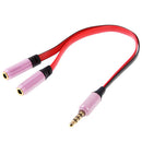 Noodle Style Aux Audio Cable 3.5mm Male to 2 x Female Splitter Connector, Compatible with Phones, Tablets, Headphones, MP3 Player, Car/Home Stereo & More(Pink)