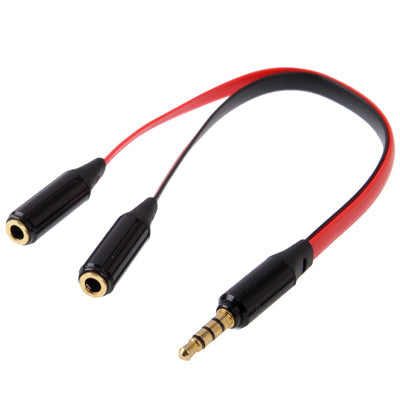 Noodle Style Aux Audio Cable 3.5mm Male to 2 x Female Splitter Connector, Compatible with Phones, Tablets, Headphones, MP3 Player, Car/Home Stereo & More
