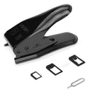 Dual Nano Sim Cutter for iPhone / Samsung / Huawei / Xiaomi (With Nano SIM to Micro SIM Card Adapter + Nano SIM to Standard SIM Card Adapter + Micro SIM to Standard SIM Card Adapter + Sim Card Tray Holder Eject Pin Key Tool)(Black)