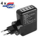 EU Plug 5V / 2.1A Universal USB Charge Adapter with 4 x USB 2.0 Output Port, For iPad, iPhone, Galaxy, Huawei, Xiaomi, LG, HTC and Other Smart Phones, Rechargeable Devices(Black)