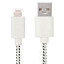 1m Nylon Netting USB Data Transfer Charging Cable For iPhone, iPad, Compatible with up to iOS 15.5(White)