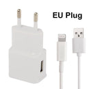 Charger Sync Cable + EU Plug Travel Charger, For iPad, iPhone, Galaxy, Huawei, Xiaomi, LG, HTC and Other Smart Phones, Rechargeable Devices(White)