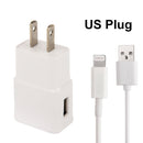 Charger Sync Cable + US Plug Travel Charger for iPad, iPhone, Galaxy, Huawei, Xiaomi, LG, HTC and Other Smart Phones, Rechargeable Devices(White)