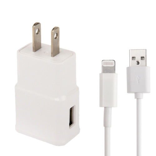 Charger Sync Cable + US Plug Travel Charger for iPad, iPhone, Galaxy, Huawei, Xiaomi, LG, HTC and Other Smart Phones, Rechargeable Devices(White)