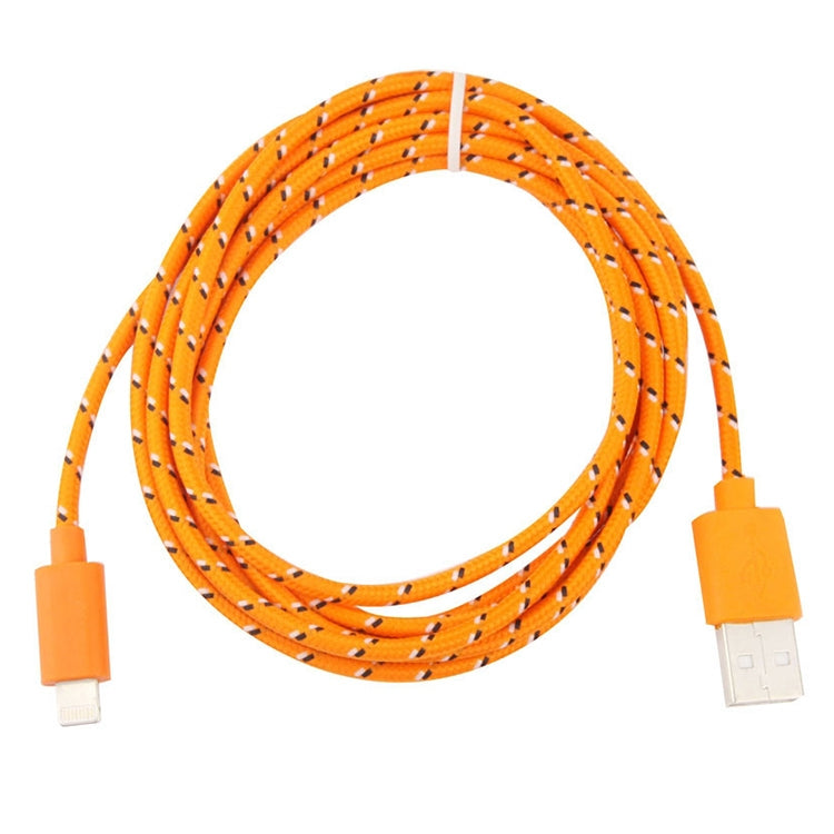 2m Nylon Netting USB Data Transfer Charging Cable For iPhone, iPad, Compatible with up to iOS 15.5(Orange)