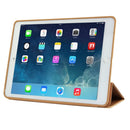 3-fold Naturally Treated Smart Leather Case with Sleep / Wake-up Function & Holder for iPad Air 2(Gold)