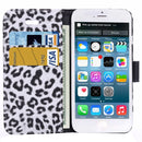 Leopard Print Pattern Horizontal Flip Leather Case with Card Slots and Holder for iPhone 6 & 6S(White)