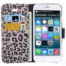 Leopard Print Pattern Horizontal Flip Leather Case with Card Slots and Holder for iPhone 6 & 6S(Grey)