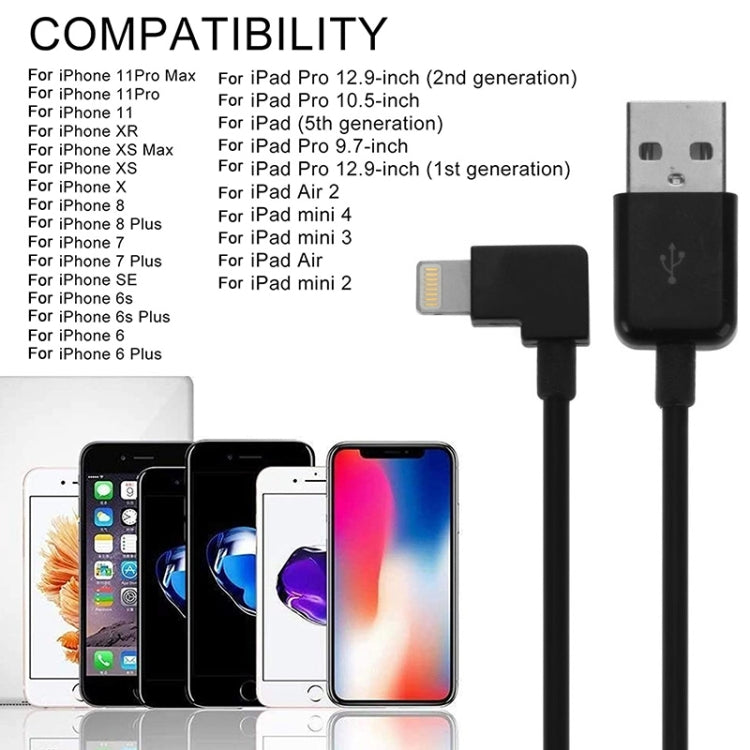 1m Elbow 8 Pin to USB Data / Charging Cable for iPhone, iPad(White)