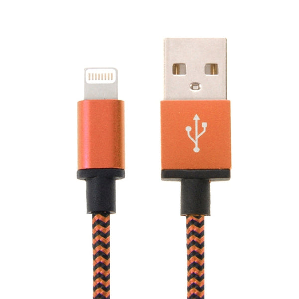 2A Woven Style USB to 8 Pin Sync Data / Charging Cable, Cable Length: 1m(Orange)