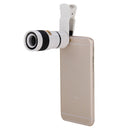 8X Zoom Telescope Telephoto Camera Lens with Clip(White)