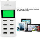 CDA6 5V (2.1A + 2.1A + 1A + 1A + 1A + 1A + 0.5A + 0.5A ) 8 USB Ports Superfast Charging USB Charger with Display Screen