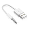 Short 3.5mm Jack Plug to USB Charge Cable for iPod Shuffle, Length: 10cm(White)