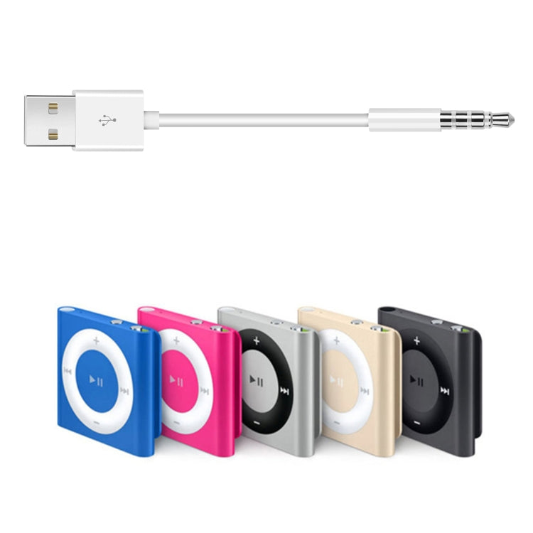 Short 3.5mm Jack Plug to USB Charge Cable for iPod Shuffle, Length: 10cm(White)