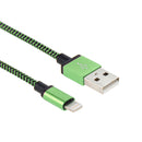 2m Woven Style 8 Pin to USB Sync Data / Charging Cable(Green)