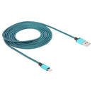2m Woven Style 8 Pin to USB Sync Data / Charging Cable(Blue)