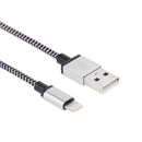 2m Woven Style 8 Pin to USB Sync Data / Charging Cable(Silver)