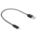 Net Style Metal Head USB to 8 Pin Data / Charger Cable, Cable Length: 25cm(Black)