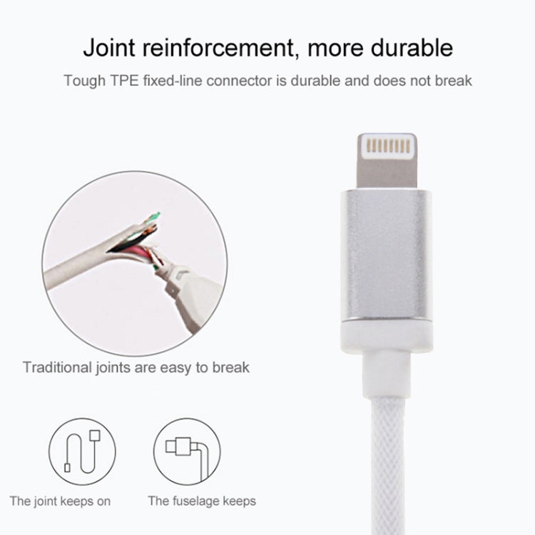 Net Style Metal Head 8 Pin to USB Data / Charger Cable, Cable Length: 25cm(Blue)