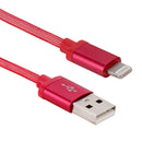 Net Style Metal Head USB to 8 Pin Data / Charger Cable, Cable Length: 25cm(Red)