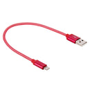 Net Style Metal Head USB to 8 Pin Data / Charger Cable, Cable Length: 25cm(Red)
