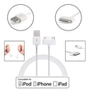 30 Pin Male to USB Male Charging & Data Sync Cable for iPad / 2 / 3, iPhone 4 & 4s, iPod Nano, iPod Touch, Length: 1m(White)