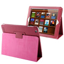 High Quality Litchi Texture Folding Leather with Sleep / Wake-up & Holder Function for iPad 2 / iPad 3 / iPad 4(Magenta)