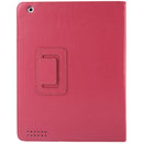 High Quality Litchi Texture Folding Leather with Sleep / Wake-up & Holder Function for iPad 2 / iPad 3 / iPad 4(Magenta)