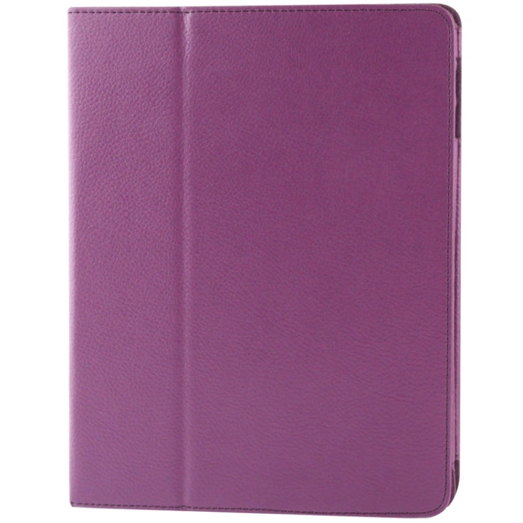 High Quality Litchi Texture Folding Leather with Sleep / Wake-up & Holder Function for iPad 2 / iPad 3 / iPad 4 (Purple)