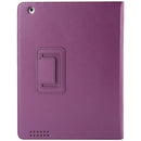 High Quality Litchi Texture Folding Leather with Sleep / Wake-up & Holder Function for iPad 2 / iPad 3 / iPad 4 (Purple)