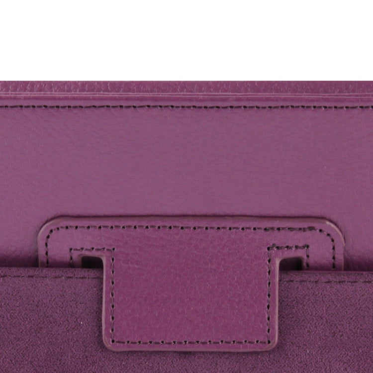High Quality Litchi Texture Folding Leather with Sleep / Wake-up & Holder Function for iPad 2 / iPad 3 / iPad 4 (Purple)