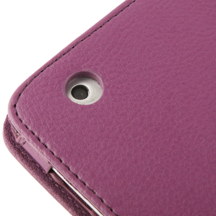 High Quality Litchi Texture Folding Leather with Sleep / Wake-up & Holder Function for iPad 2 / iPad 3 / iPad 4 (Purple)