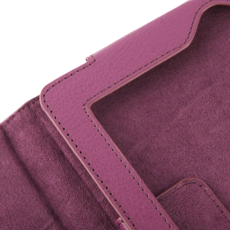 High Quality Litchi Texture Folding Leather with Sleep / Wake-up & Holder Function for iPad 2 / iPad 3 / iPad 4 (Purple)