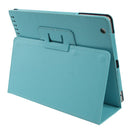 High Quality Litchi Texture Folding Leather with Sleep / Wake-up & Holder Function for iPad 2 / iPad 3 / iPad 4 (Baby Blue)