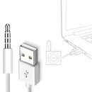 JW-SM1 USB to 3.5mm Jack Data Sync & Charge Cable for iPod shuffle 1st /2nd /3rd /4th /5th /6th Generation, Length: 10cm(White)